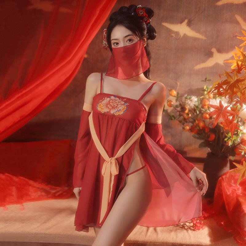 Fee et moi Ancient Rhyme Peony Elegant Dance Sleeve Set - Jiumii Adult Store