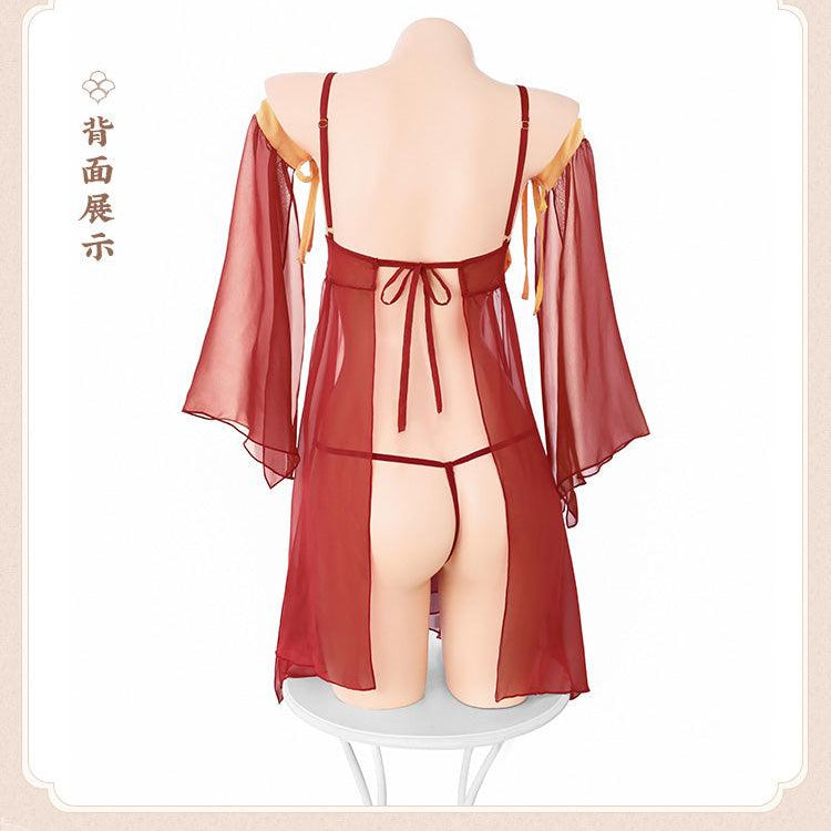 Fee et moi Ancient Rhyme Peony Elegant Dance Sleeve Set - Jiumii Adult Store