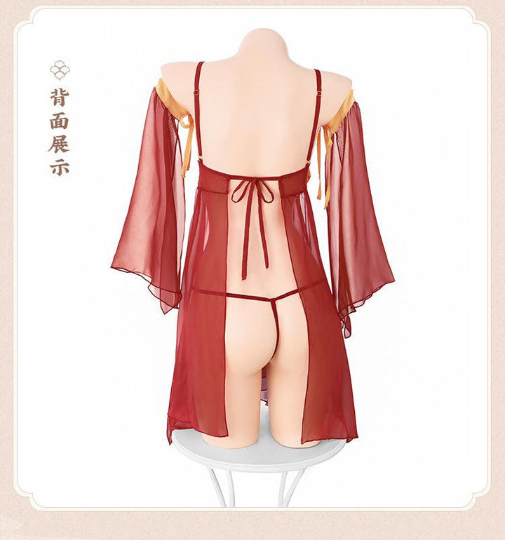 Fee et moi Ancient Rhyme Peony Elegant Dance Sleeve Set - Jiumii Adult Store