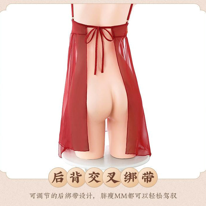 Fee et moi Ancient Rhyme Peony Elegant Dance Sleeve Set - Jiumii Adult Store
