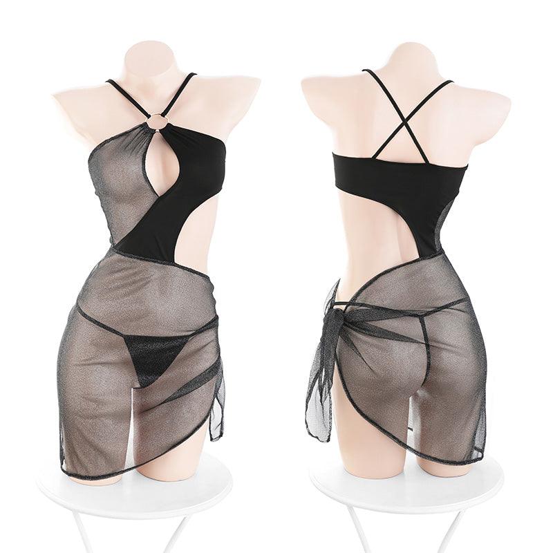 Fee et moi Hollow Out Irregular Gauze Skirt - Jiumii Adult Store