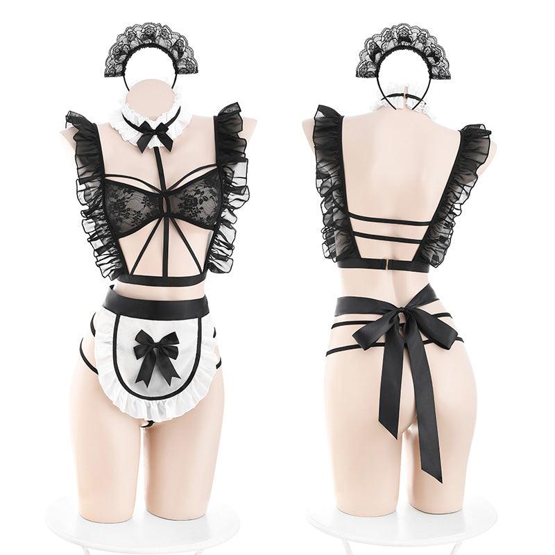 Fee et moi Sweet Lotus Leaf Lace Maid Costume - Jiumii Adult Store