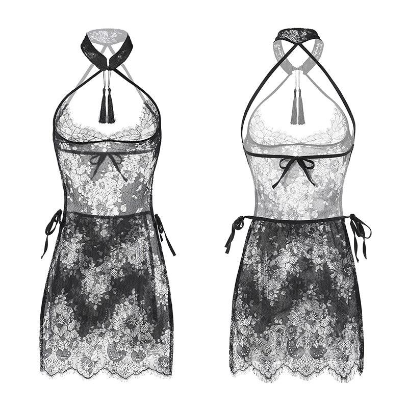 Fee et moi Vintage Fringed See-Through Lace Cheongsam - Jiumii Adult Store