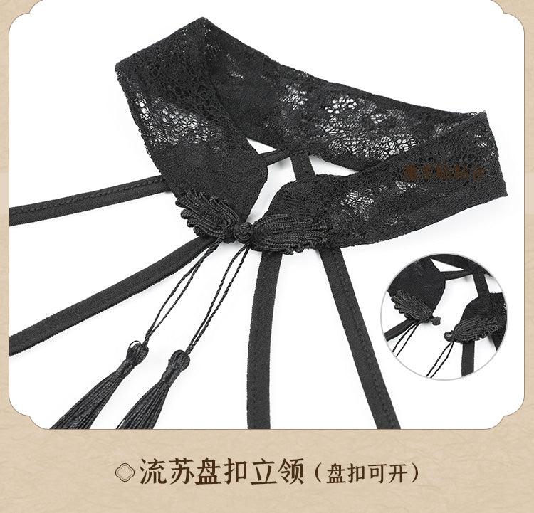 Fee et moi Vintage Fringed See-Through Lace Cheongsam - Jiumii Adult Store