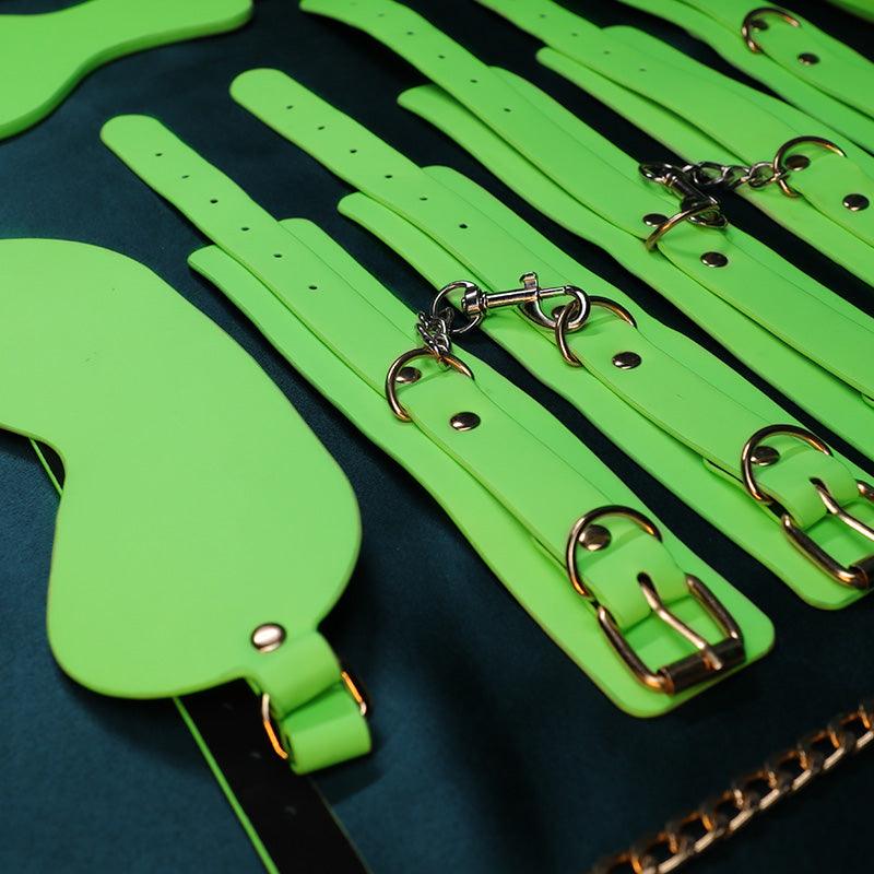 Mizzzee Luminous SM Set Fluorescent Bondage Kit Intimate Goods Handcuffs Slave BDSM Restraints Harness Sexy Adult Games Toy For Couples - Jiumii Adult Store