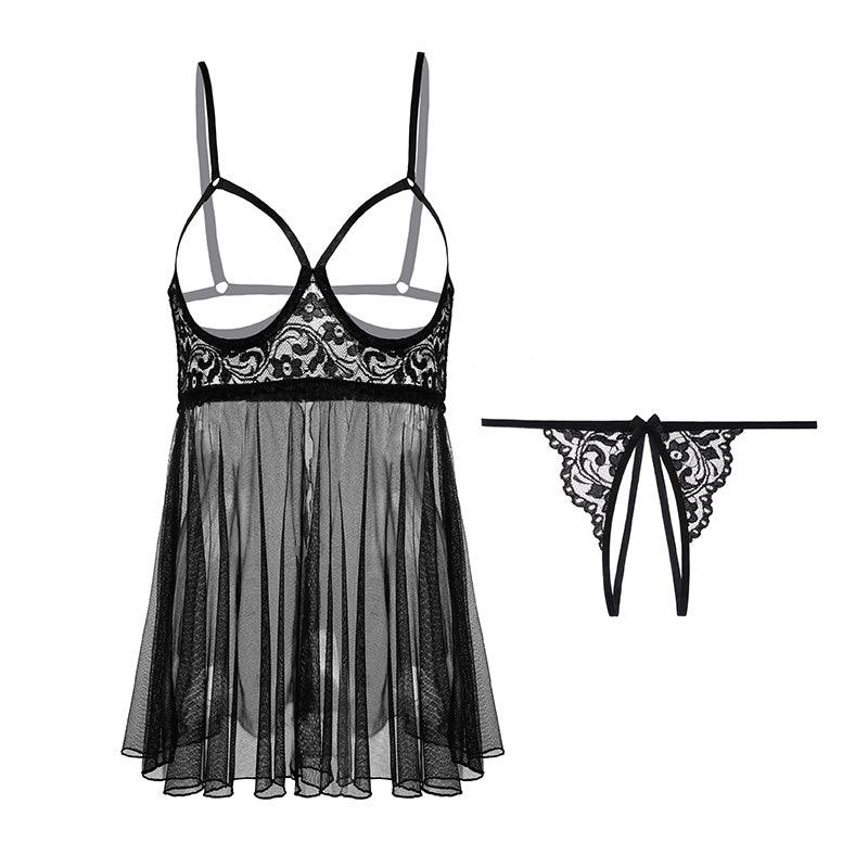 Plus Size Fee et moi Open-up Chiffon Babydoll Set - Jiumii Adult Store