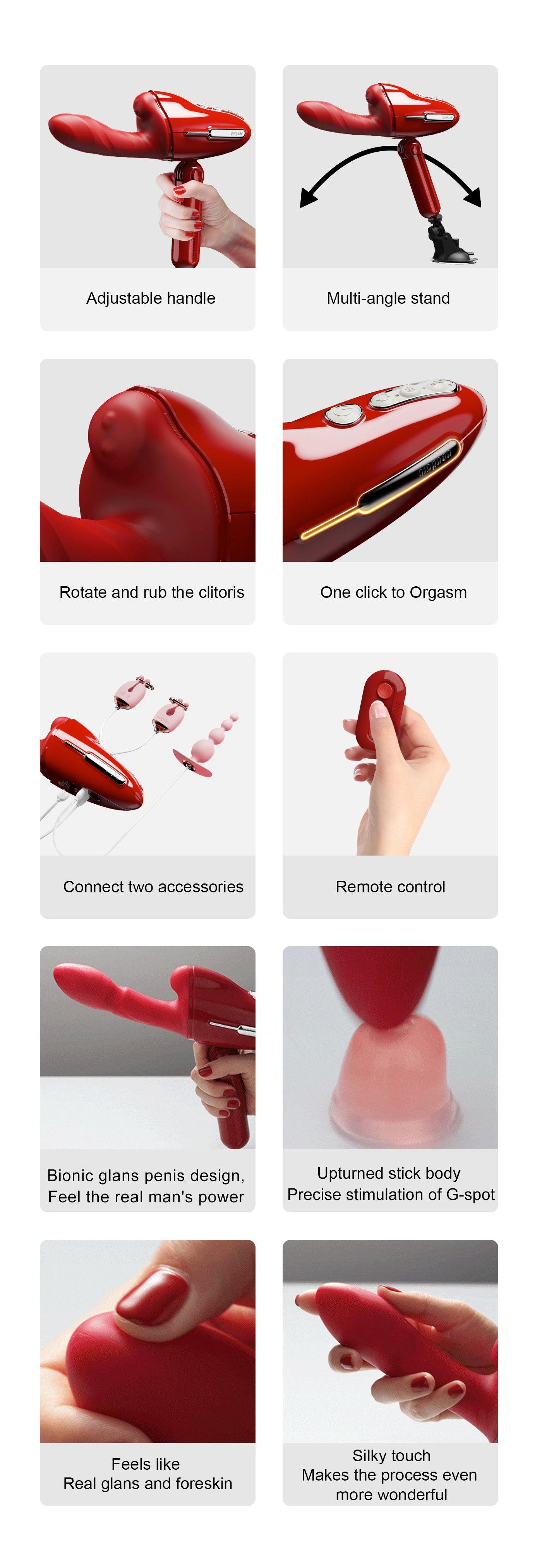 QINGNAN #9 Handheld Vibrating and Rotating Thruster Sex Machine - Jiumii Adult Store