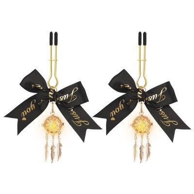 ROOMFUN Luminous Bow-Knot Nipple Clamps - Jiumii Adult Store