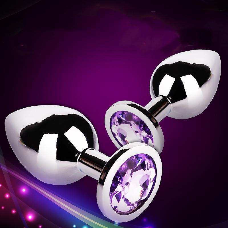 Seamless Metal Anal Butt Plug With Round Gem - Jiumii Adult Store