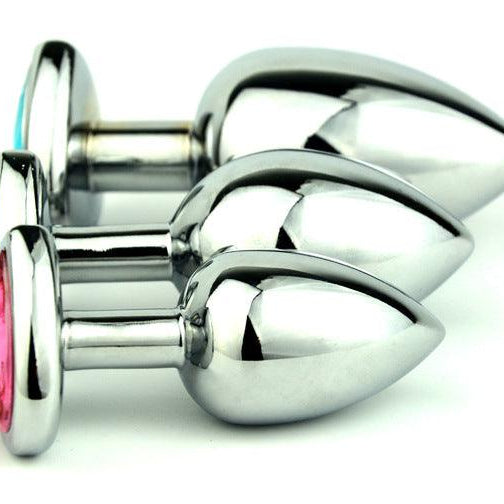 Seamless Metal Butt Plug Anal Plug With Heart Gem Small - Jiumii Adult Store