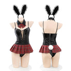 Fee et moi Grid Pattern Patent Leather Set Fishnet Hosiery Included - Jiumii Adult Store