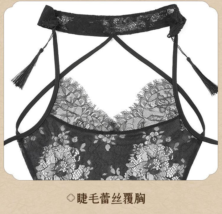 Fee et moi Vintage Fringed See-Through Lace Cheongsam - Jiumii Adult Store