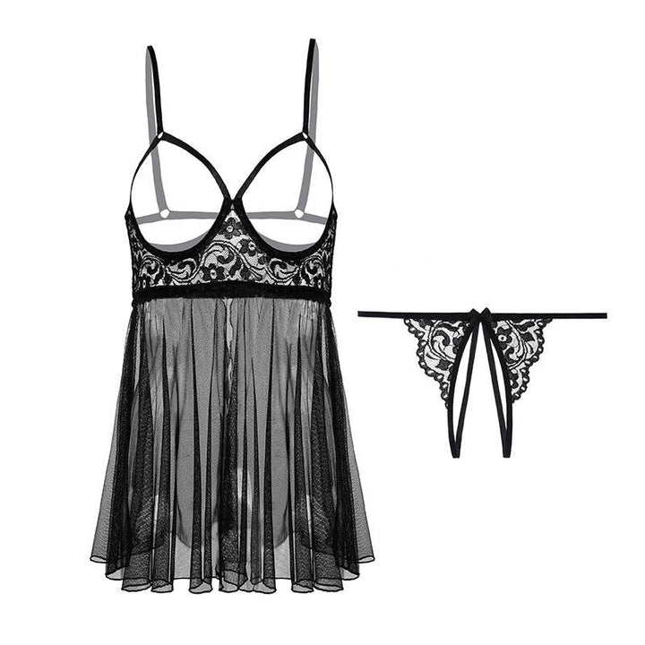 Plus Size Fee et moi Open-up Chiffon Babydoll Set - Jiumii Adult Store
