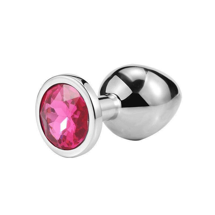 Seamless Metal Anal Butt Plug With Round Gem - Jiumii Adult Store